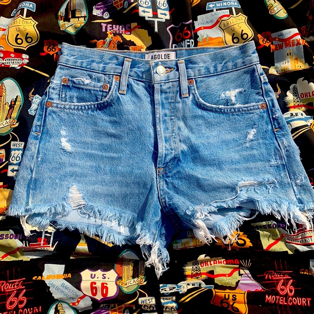 distressed jean shorts